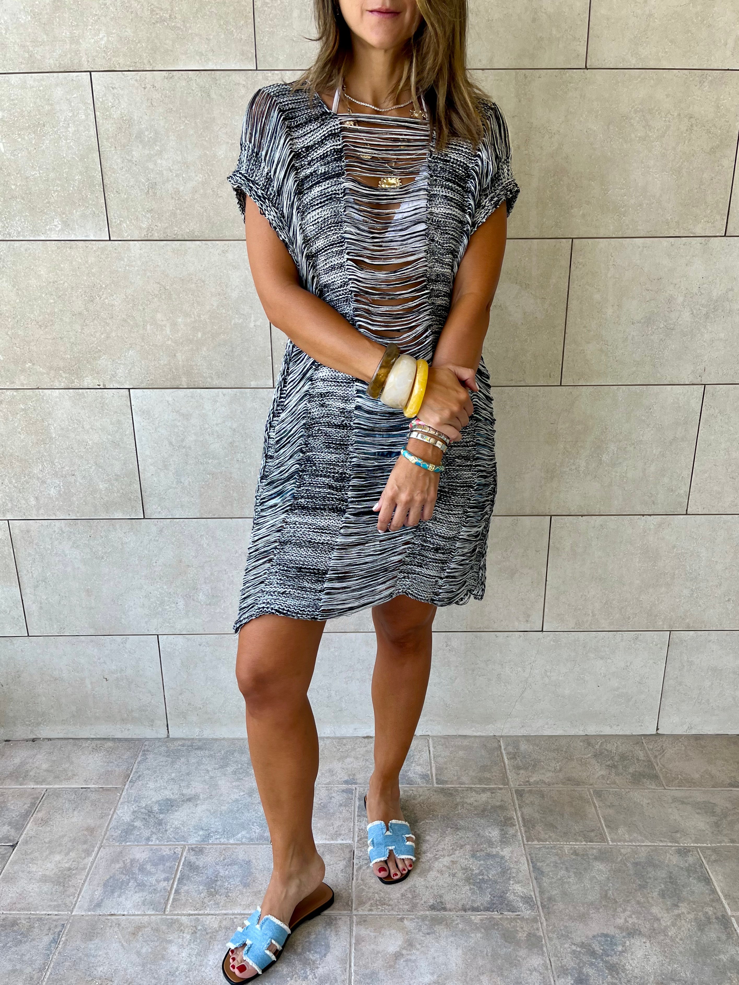 Grey Vibing Shaggy Mini Crochet Coverup