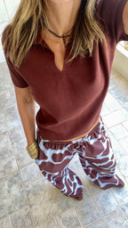 Brown Frillu Signature Knit Polo