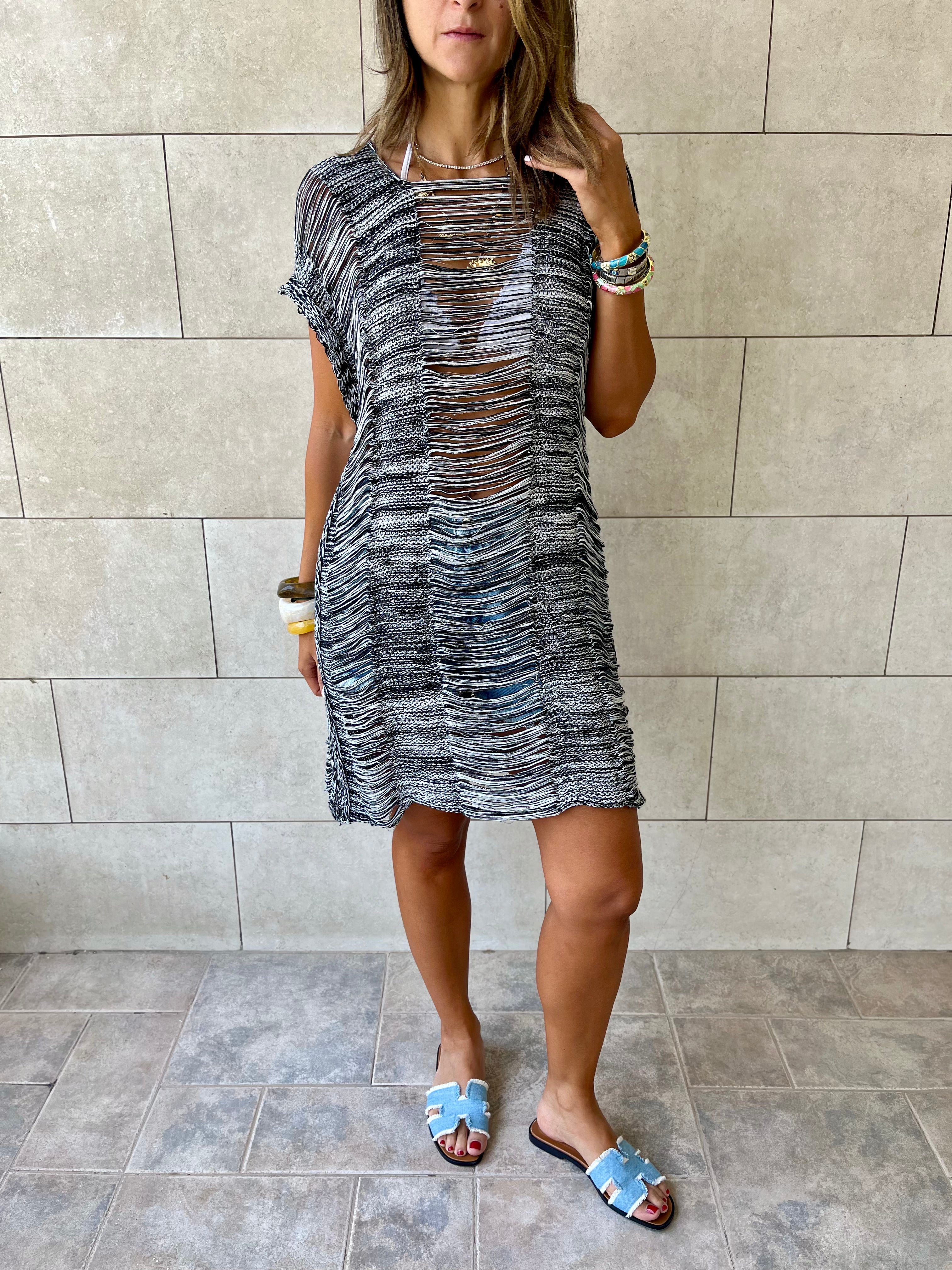 Grey Vibing Shaggy Mini Crochet Coverup