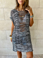 Grey Vibing Shaggy Mini Crochet Coverup