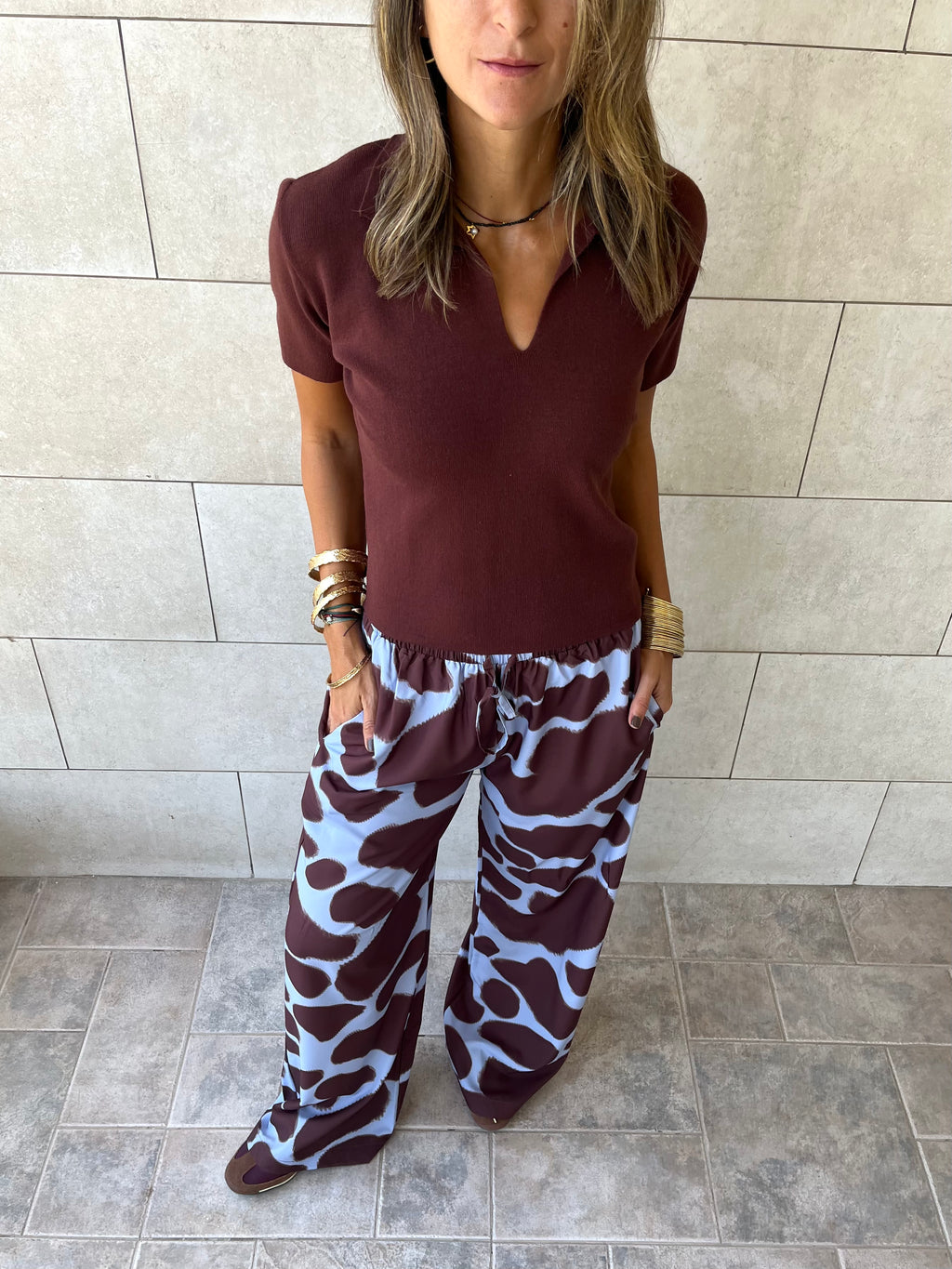 Brown Frillu Signature Knit Polo