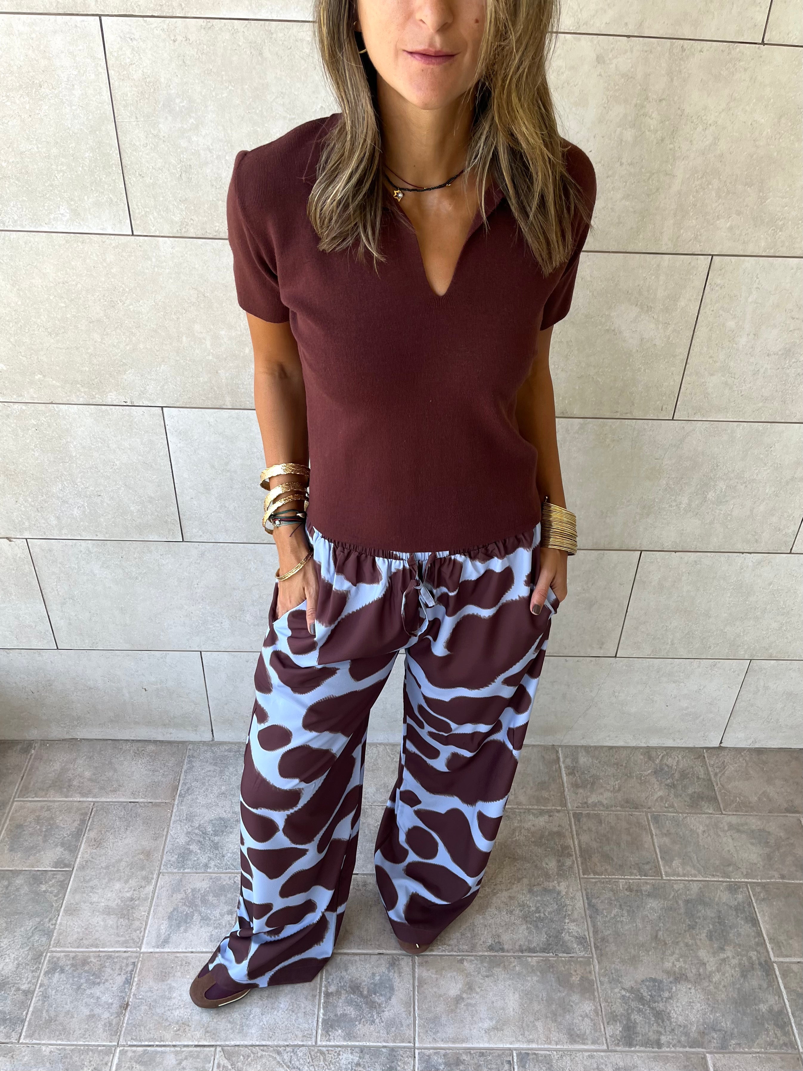 Brown Frillu Signature Knit Polo