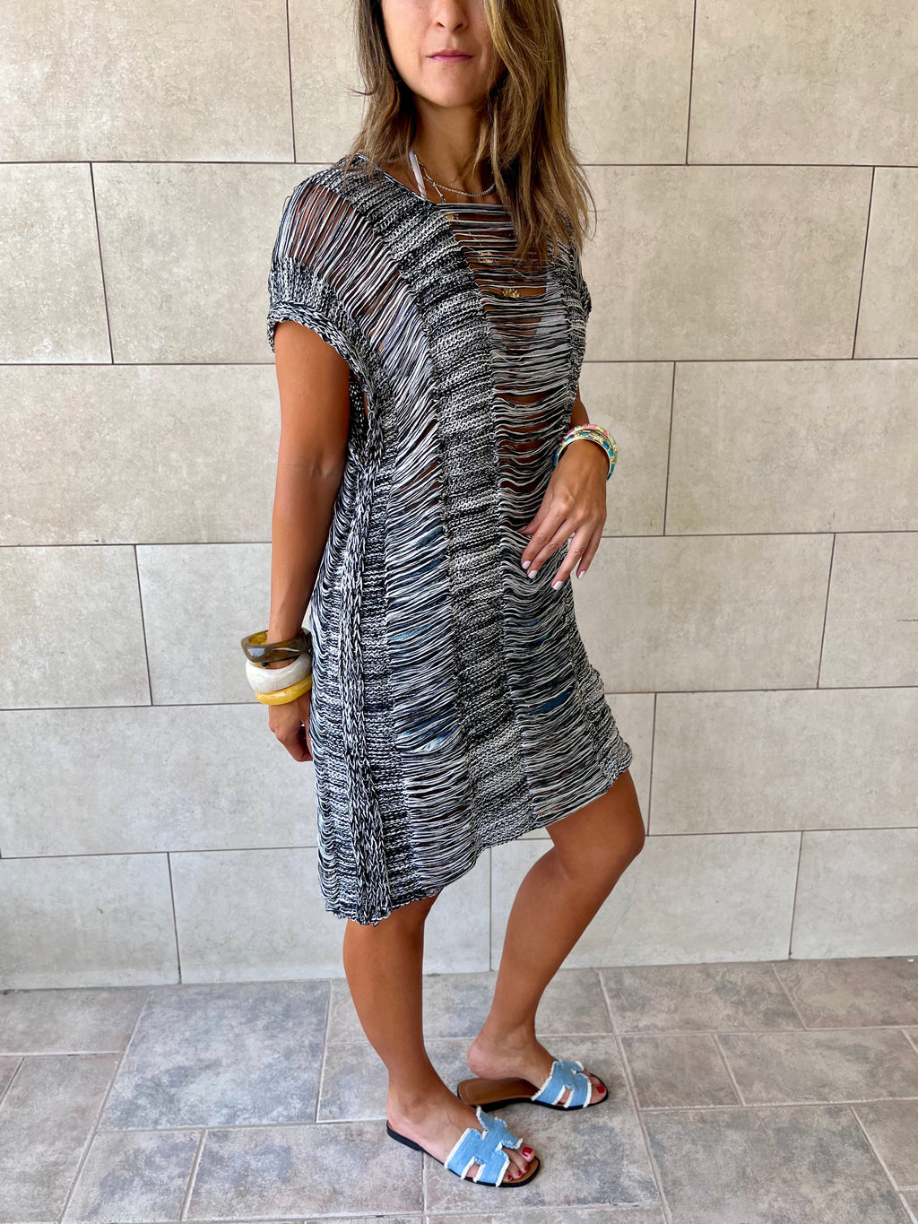 Grey Vibing Shaggy Mini Crochet Coverup