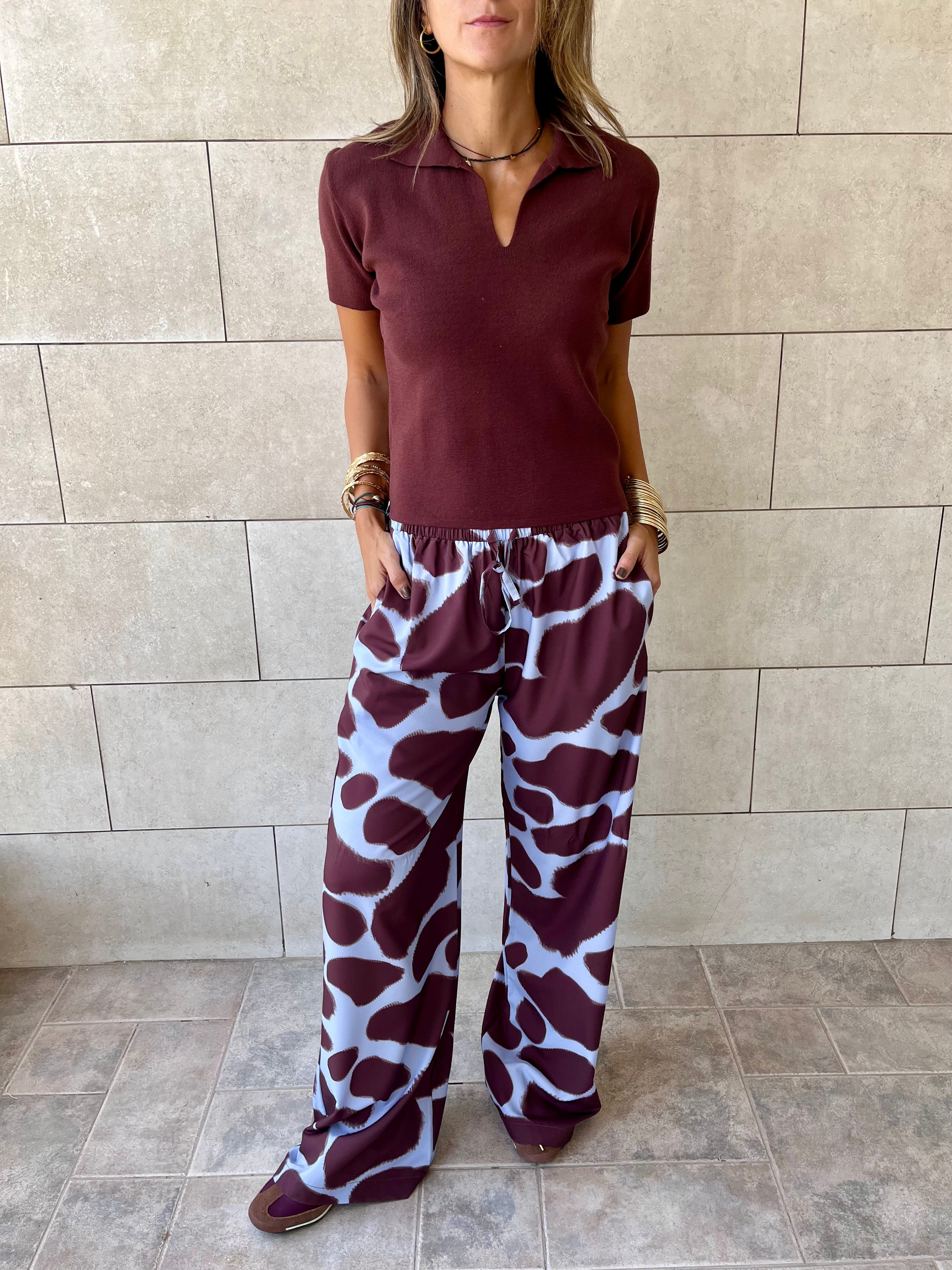 Brown Frillu Signature Knit Polo