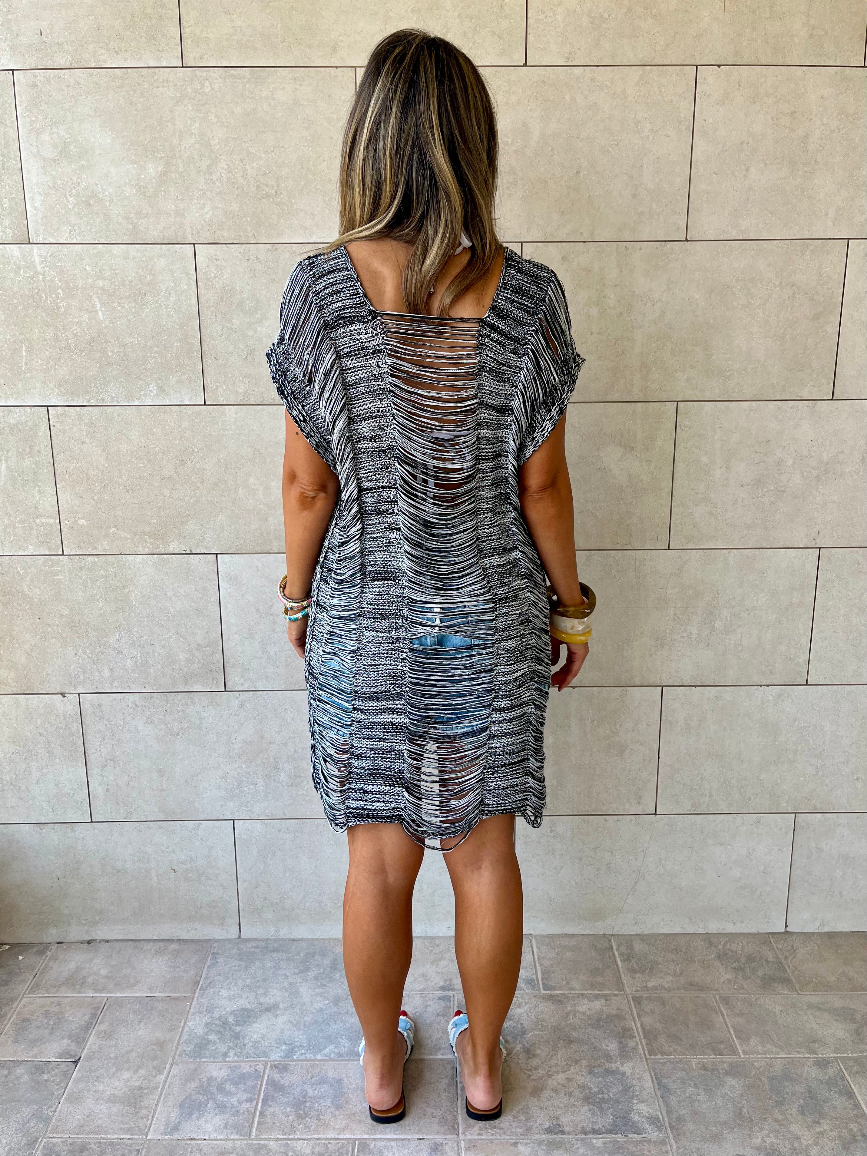 Grey Vibing Shaggy Mini Crochet Coverup