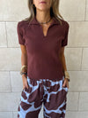 Brown Frillu Signature Knit Polo