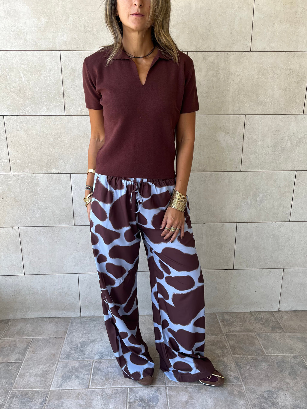 Brown Frillu Signature Knit Polo