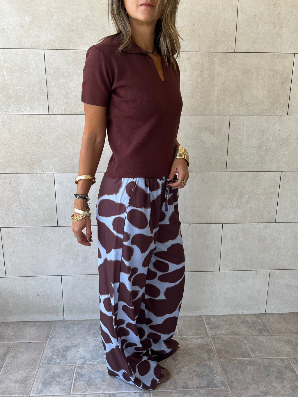 Brown Frillu Signature Knit Polo