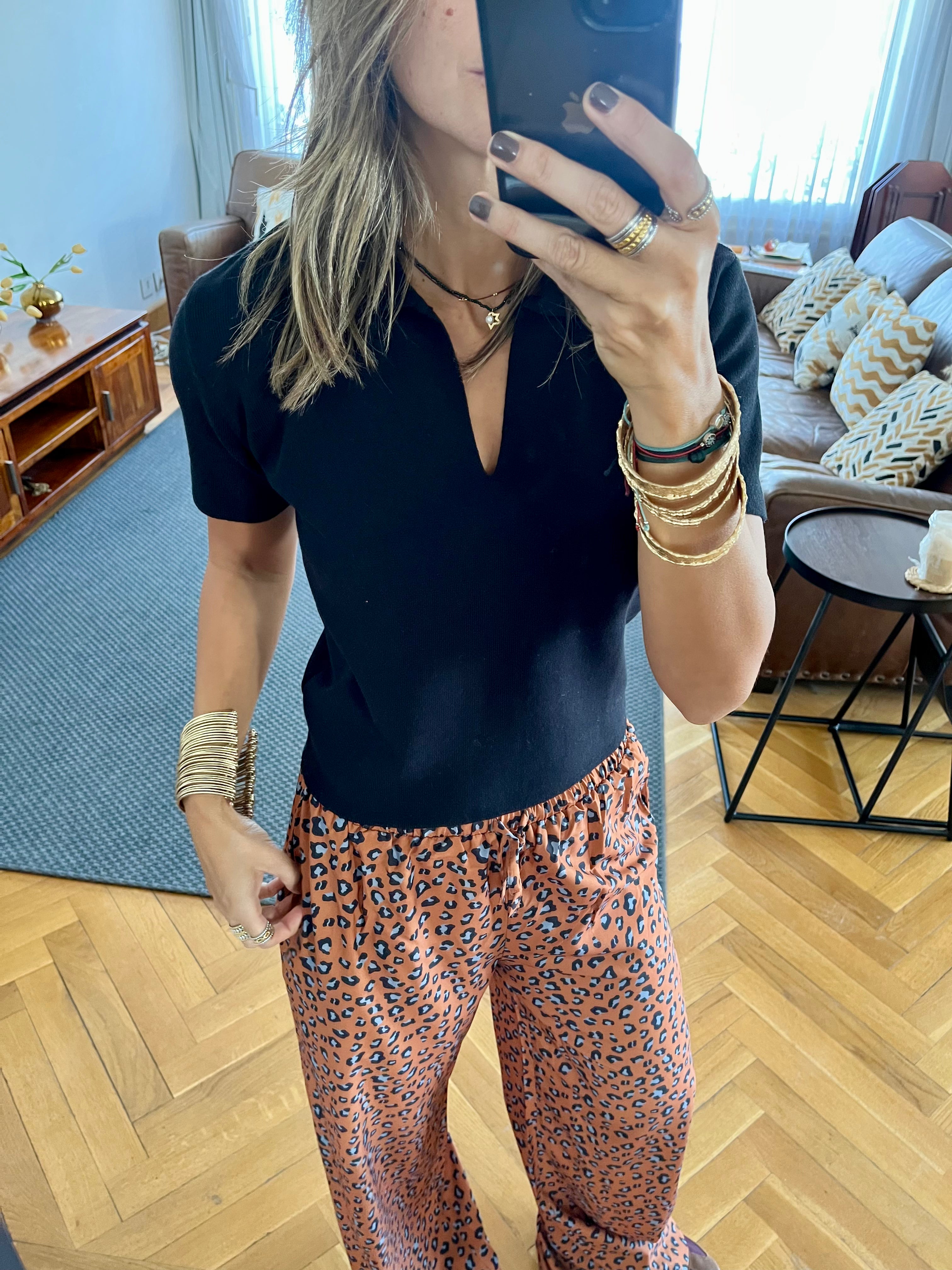 Black Frillu Signature Knit Polo