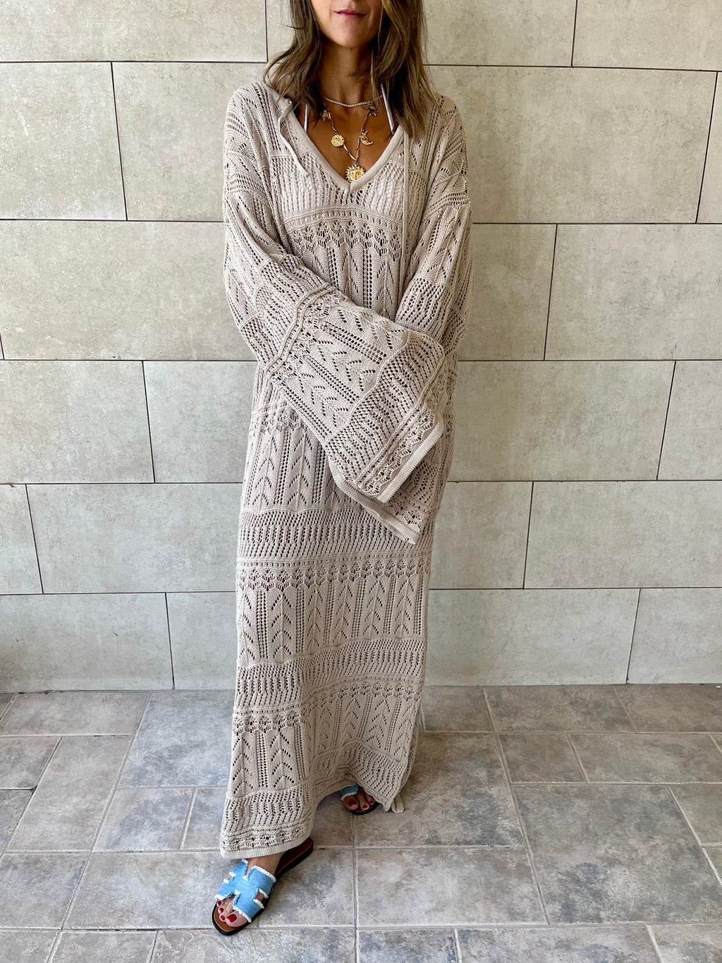 Beige Boho Breeze Crochet Cover Up