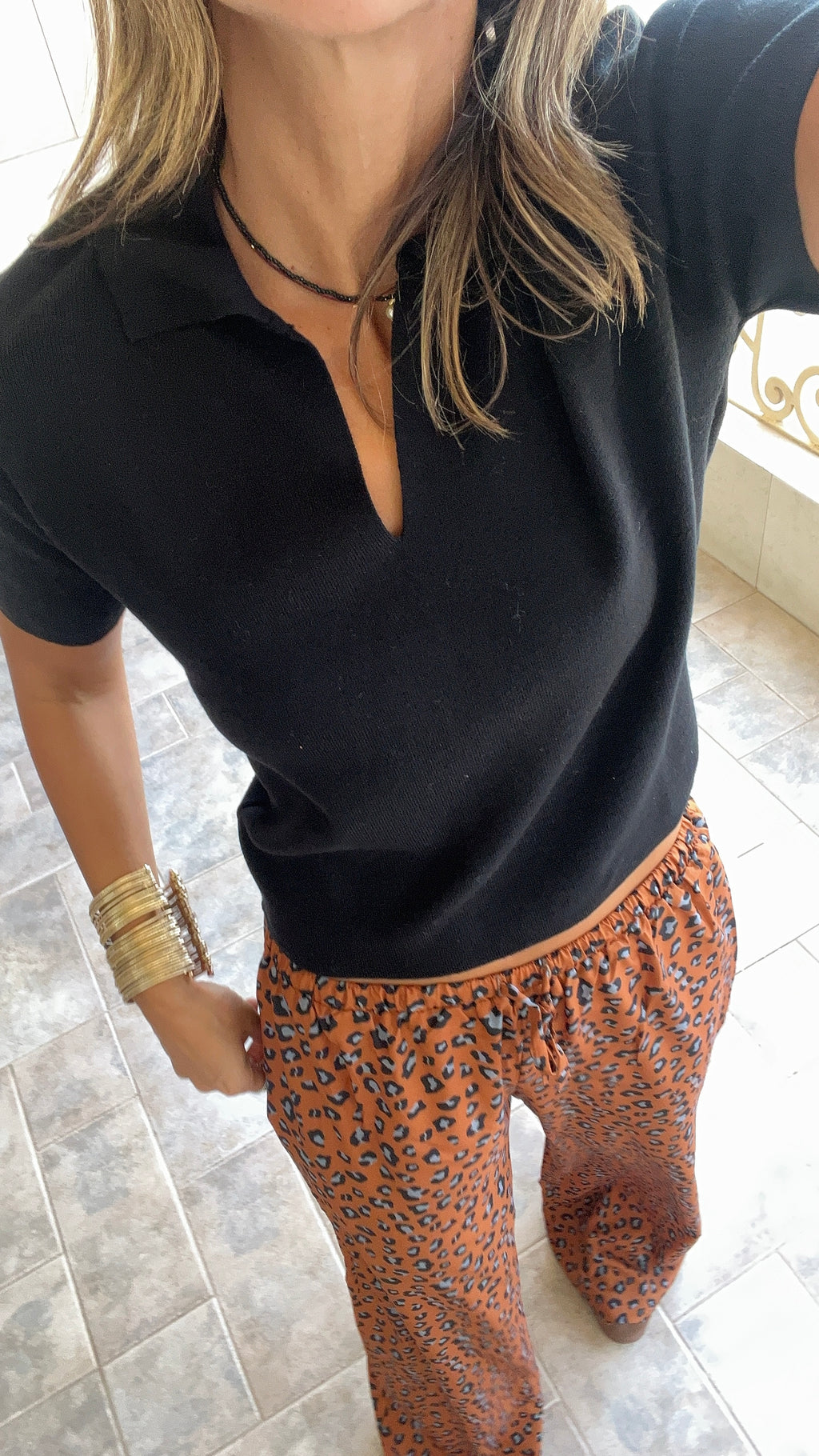 Black Frillu Signature Knit Polo