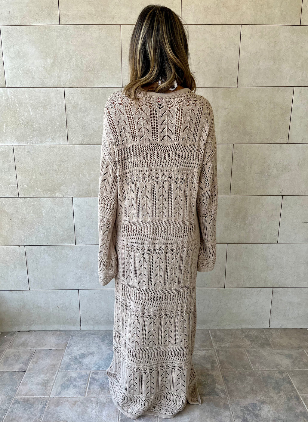 Beige Boho Breeze Crochet Cover Up