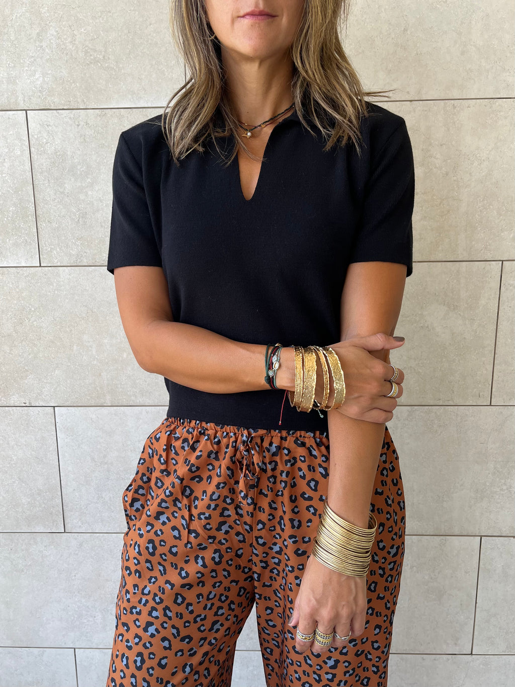 Black Frillu Signature Knit Polo