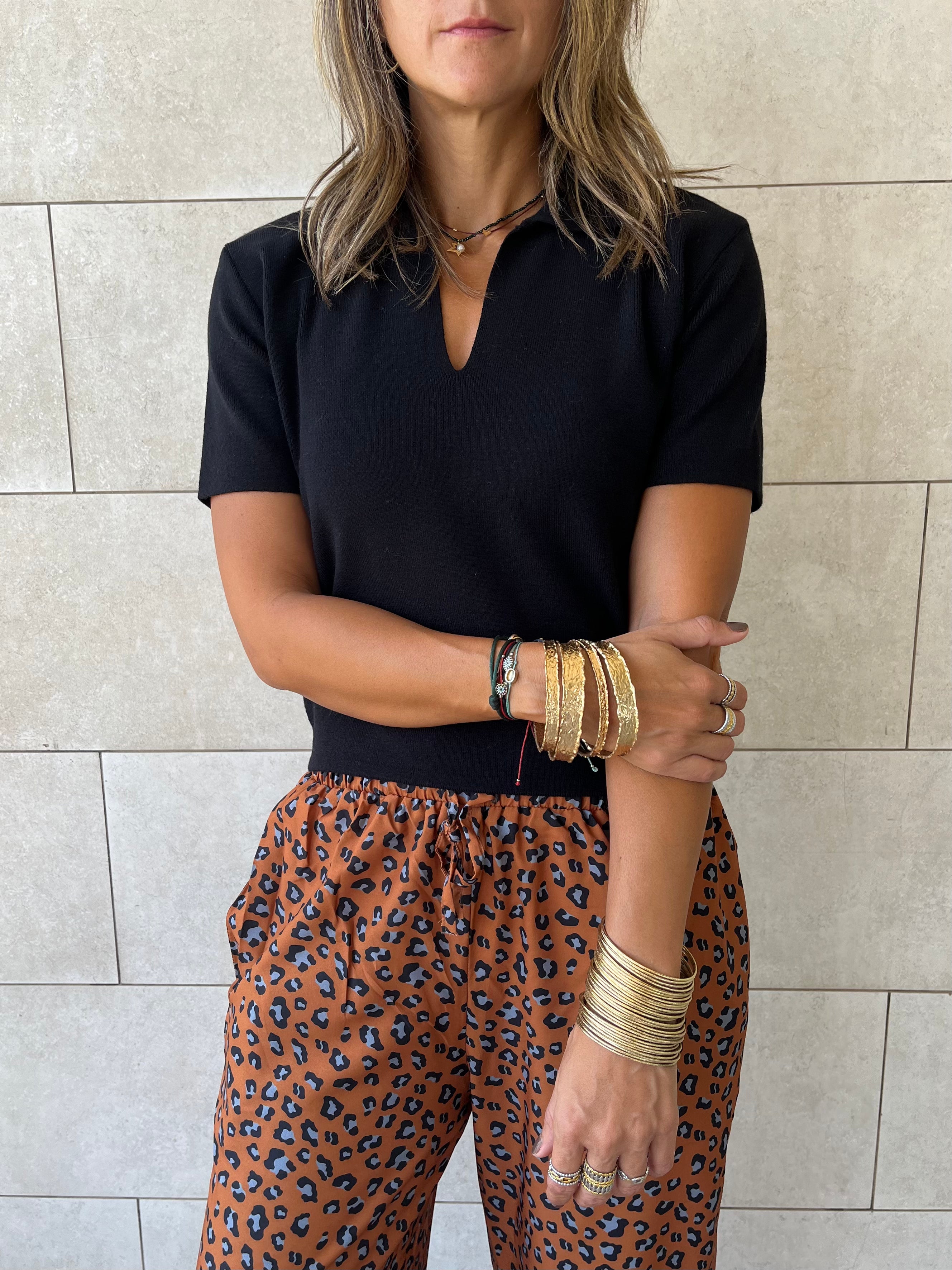 Black Frillu Signature Knit Polo