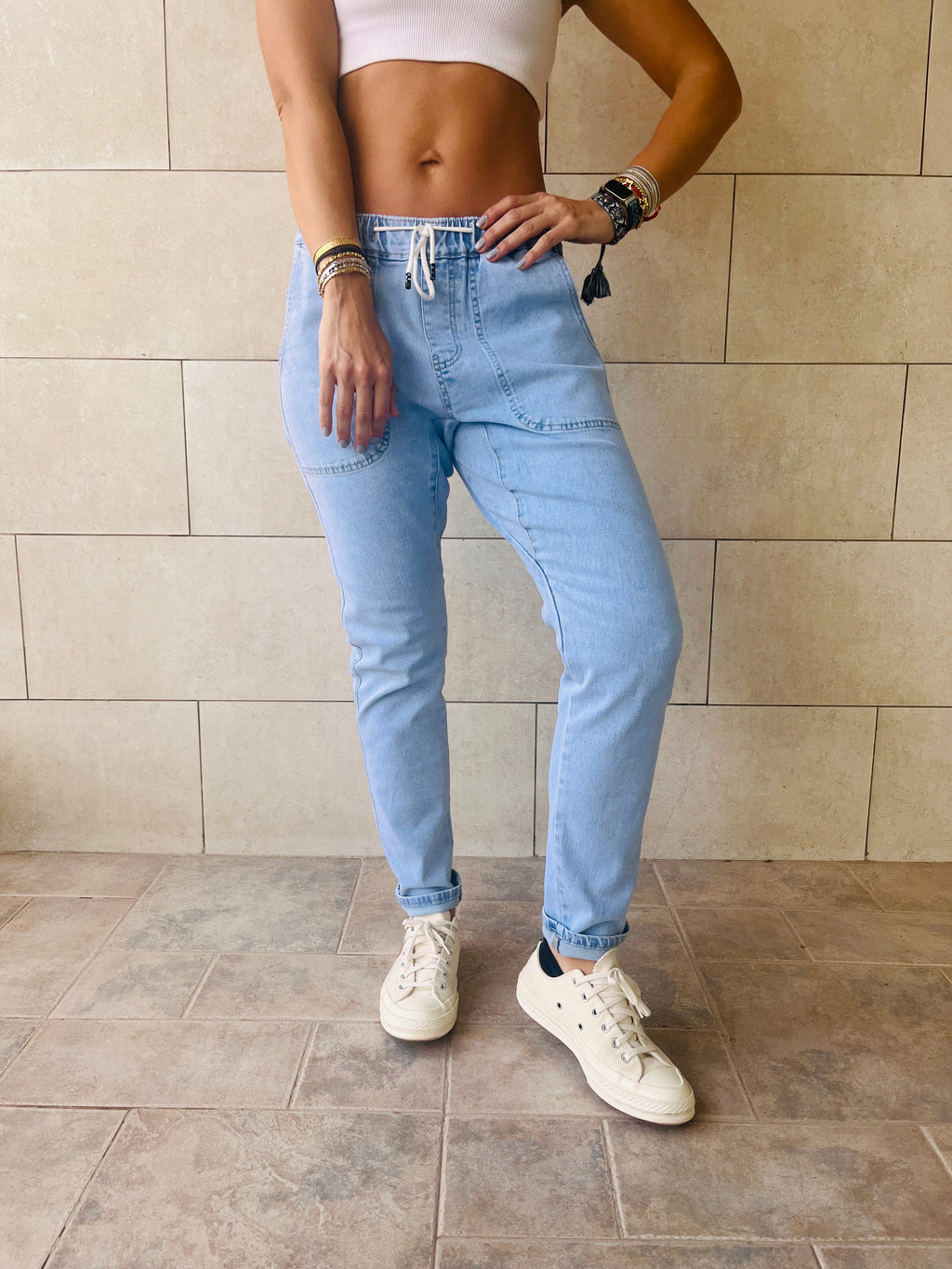 Light Blue Denim Flex Pants