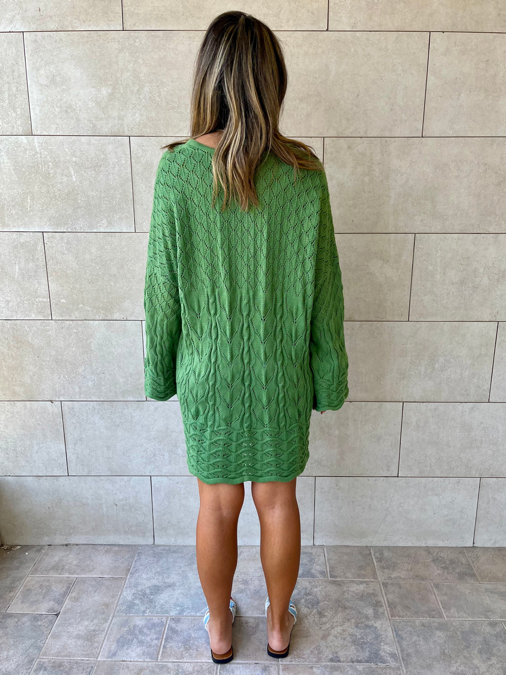 Green Warm Weather Crochet Mini Dress