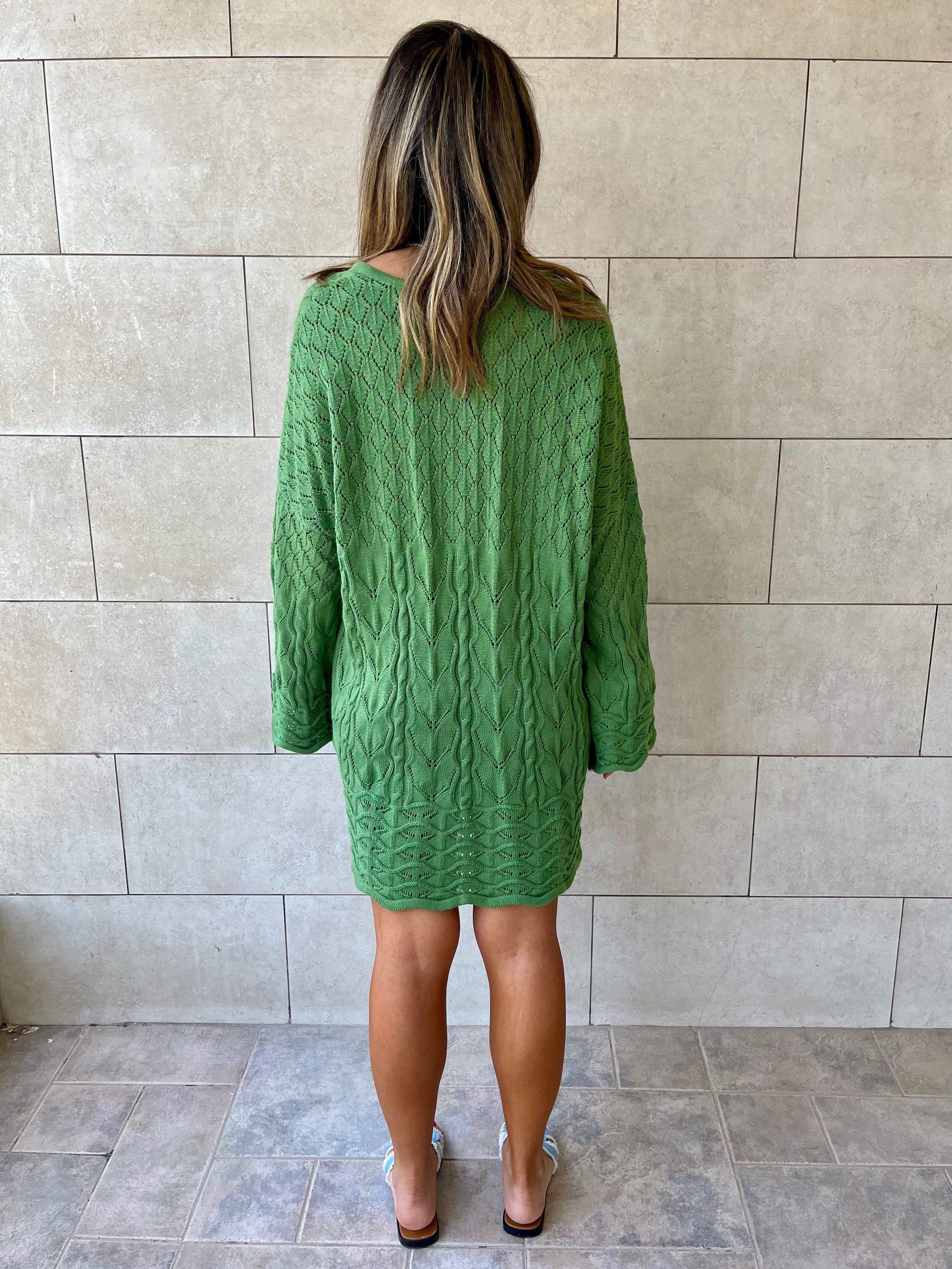 Green Warm Weather Crochet Mini Dress