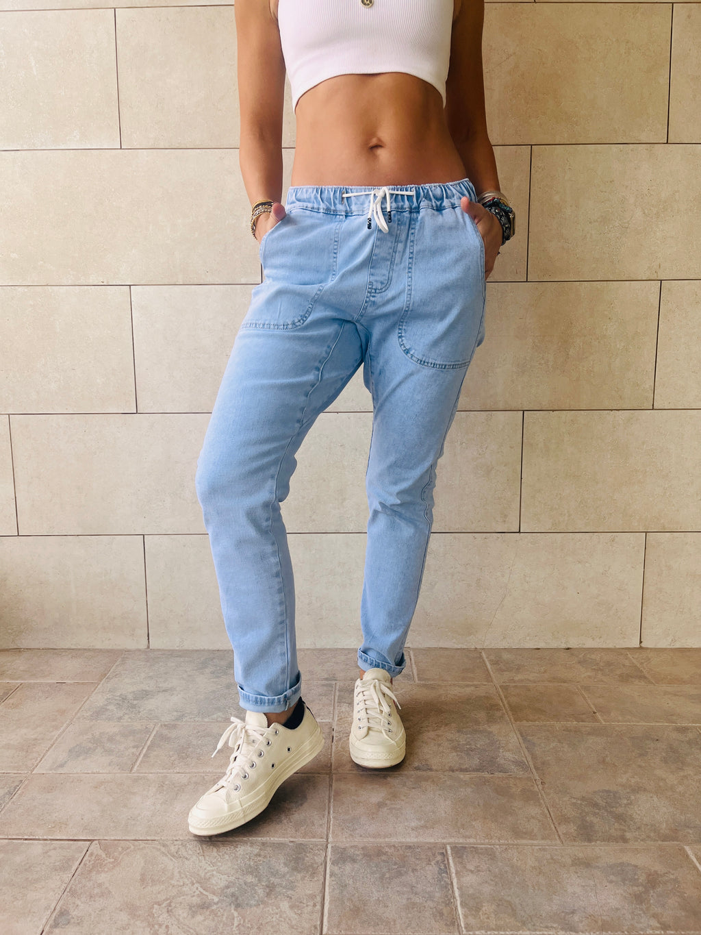 Light Blue Denim Flex Pants