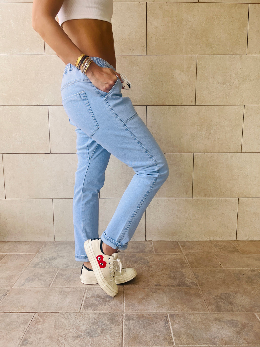 Light Blue Denim Flex Pants
