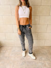 Grey Denim Flex Pants