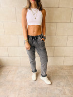 Grey Denim Flex Pants