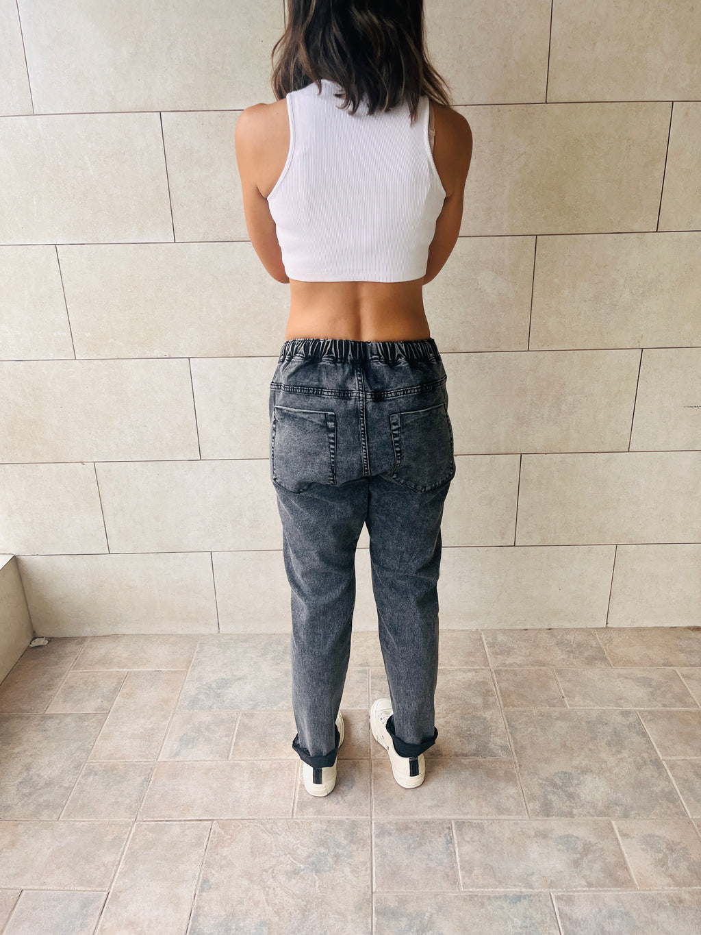 Grey Denim Flex Pants