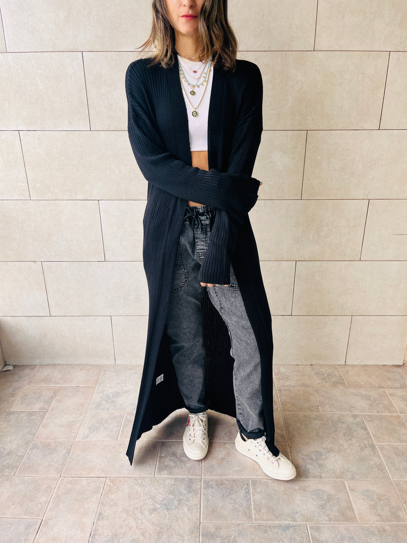 Black Cotton Feel Kimono