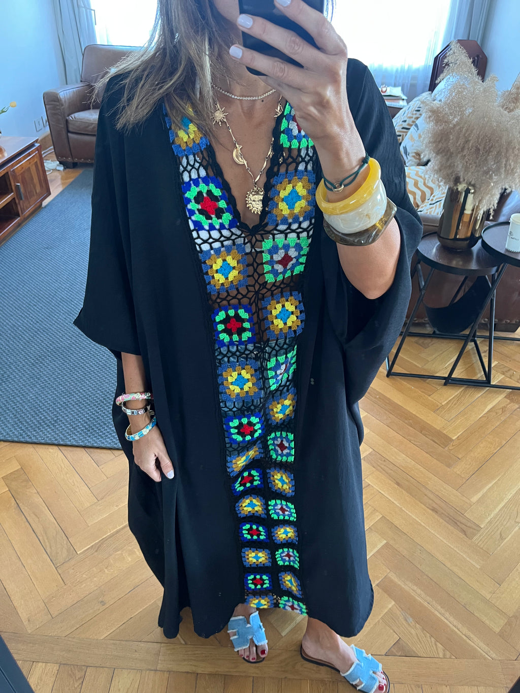 Black Handmade Trim Dress