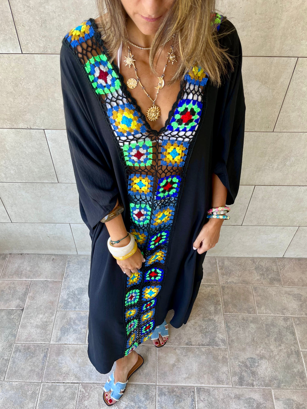 Black Handmade Trim Dress