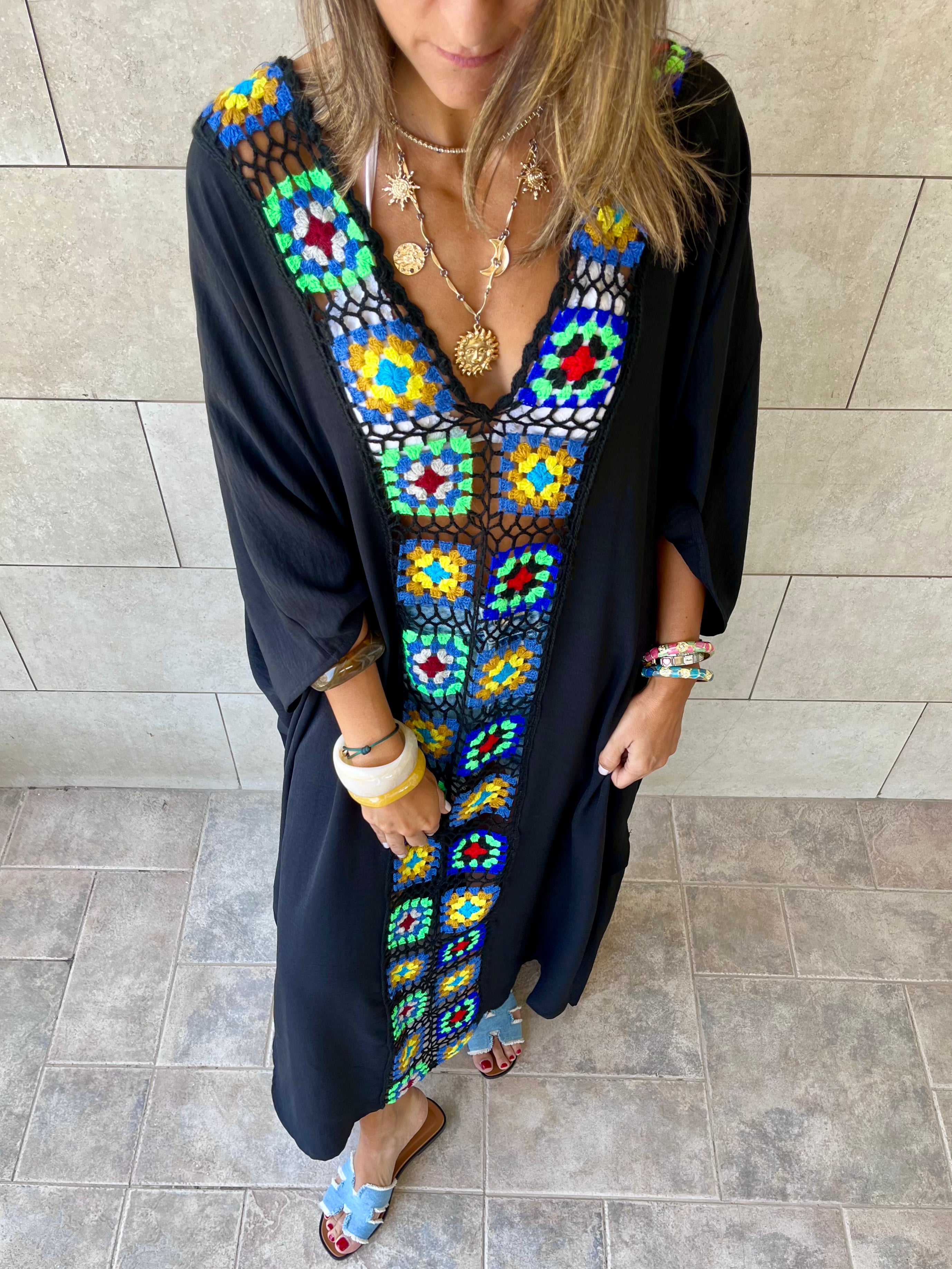 Black Handmade Trim Dress