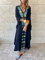 Black Handmade Trim Dress