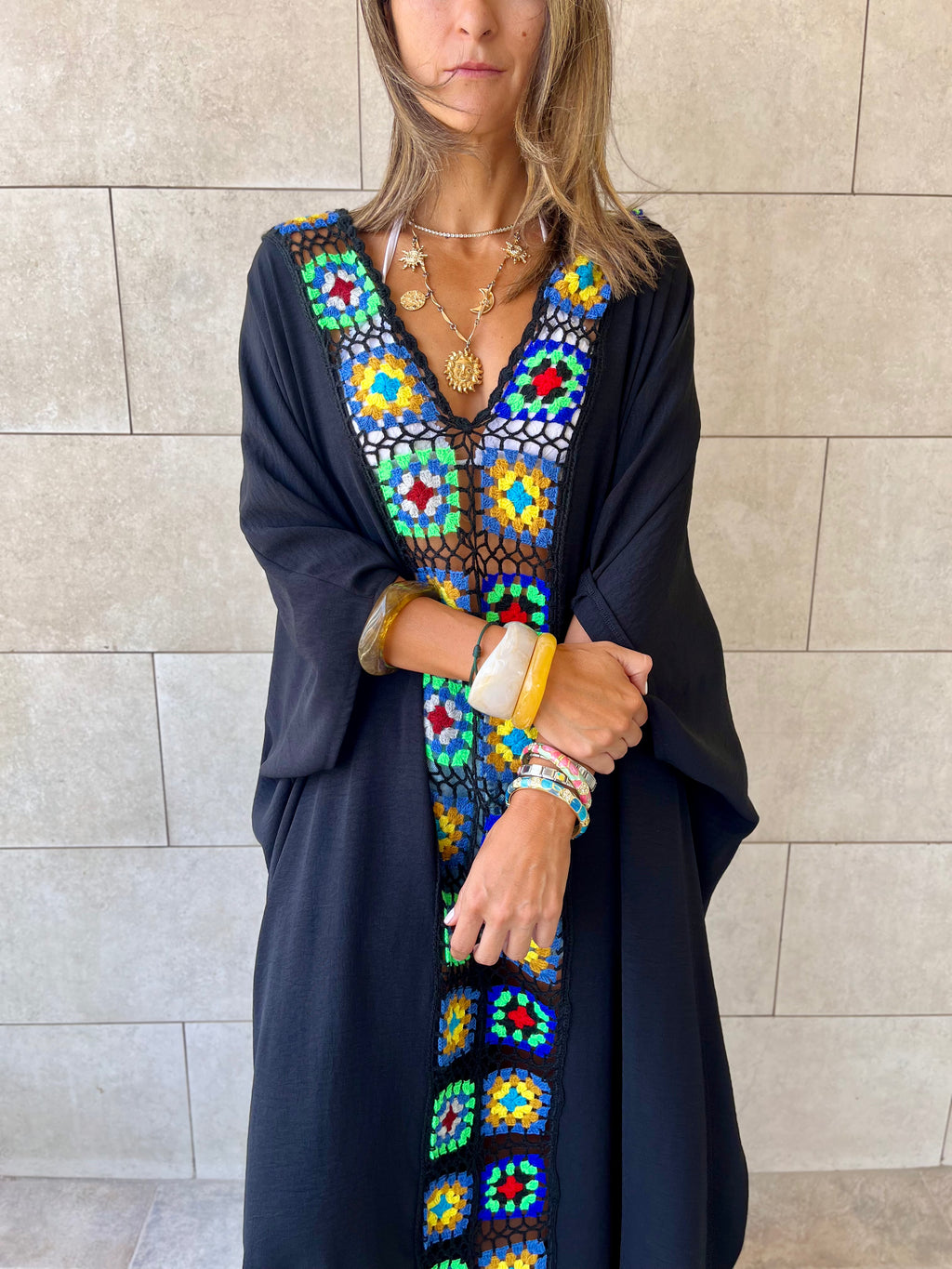 Black Handmade Trim Dress