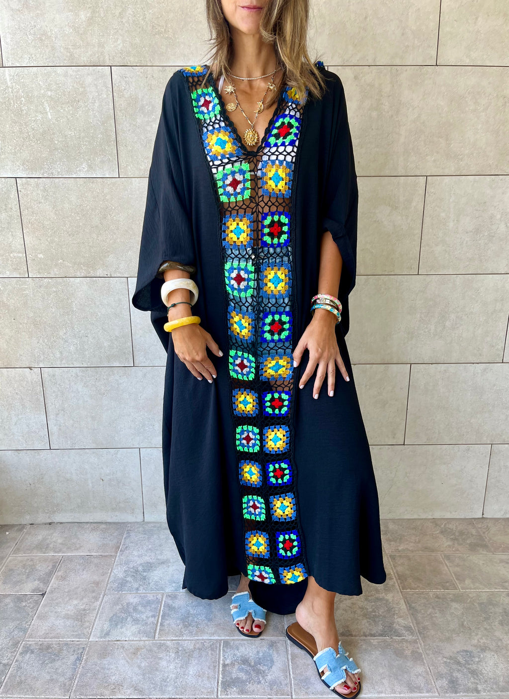 Black Handmade Trim Dress