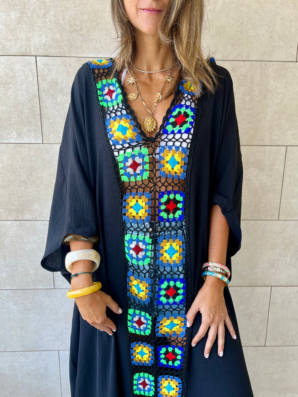 Black Handmade Trim Dress