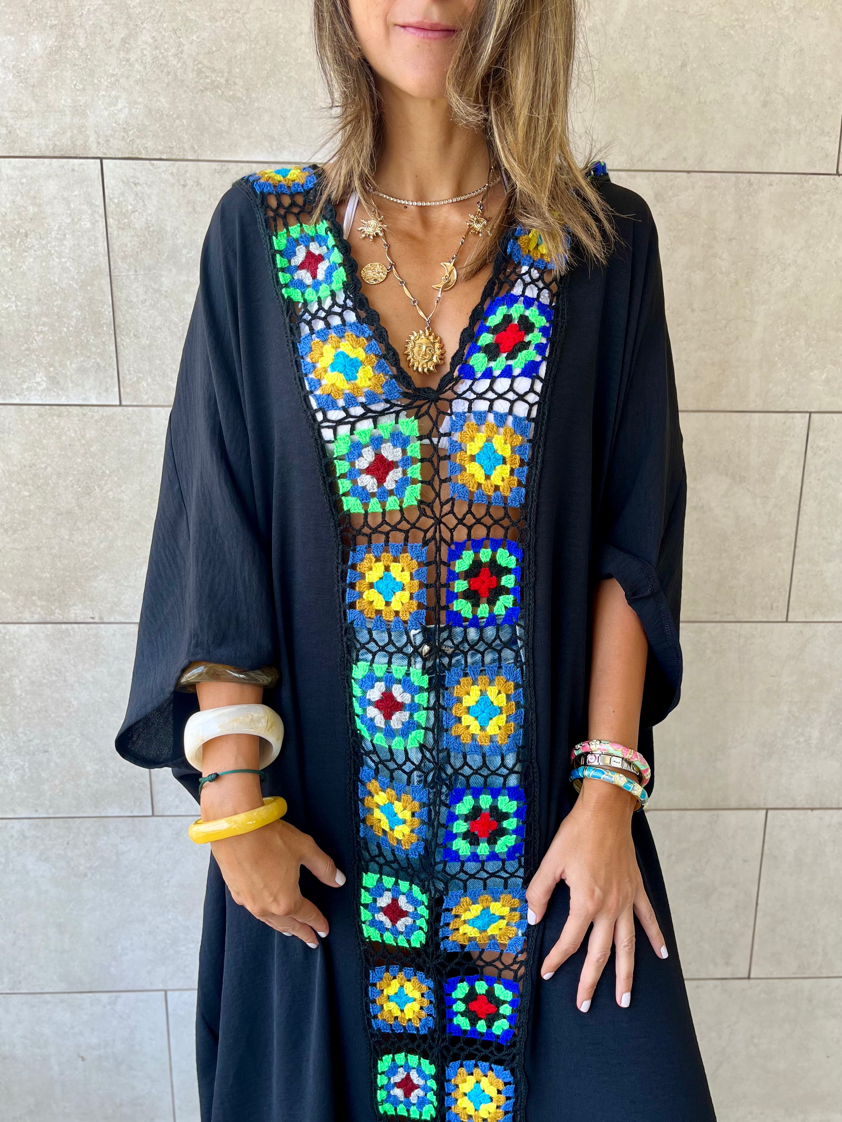 Black Handmade Trim Dress