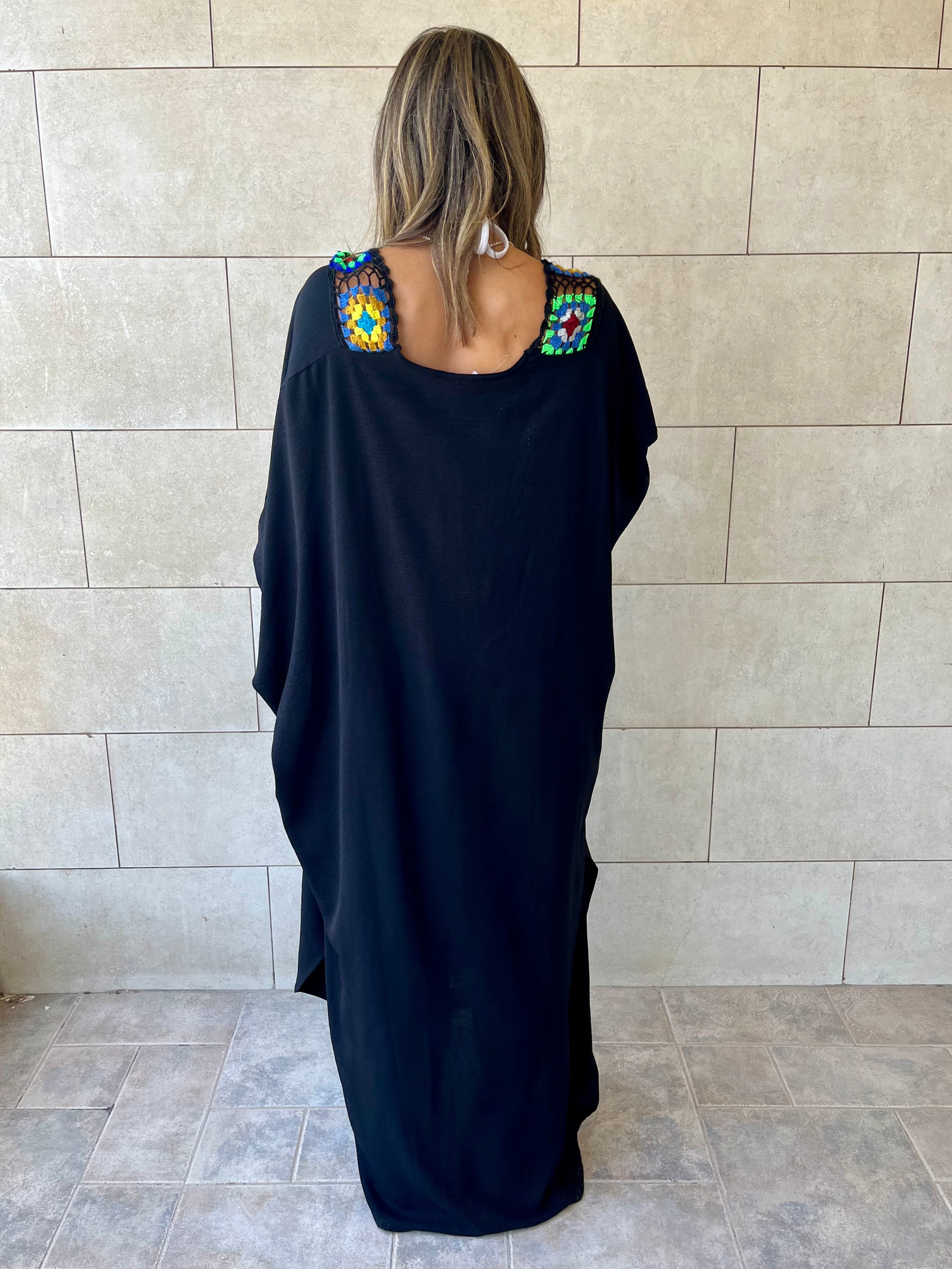 Black Handmade Trim Dress