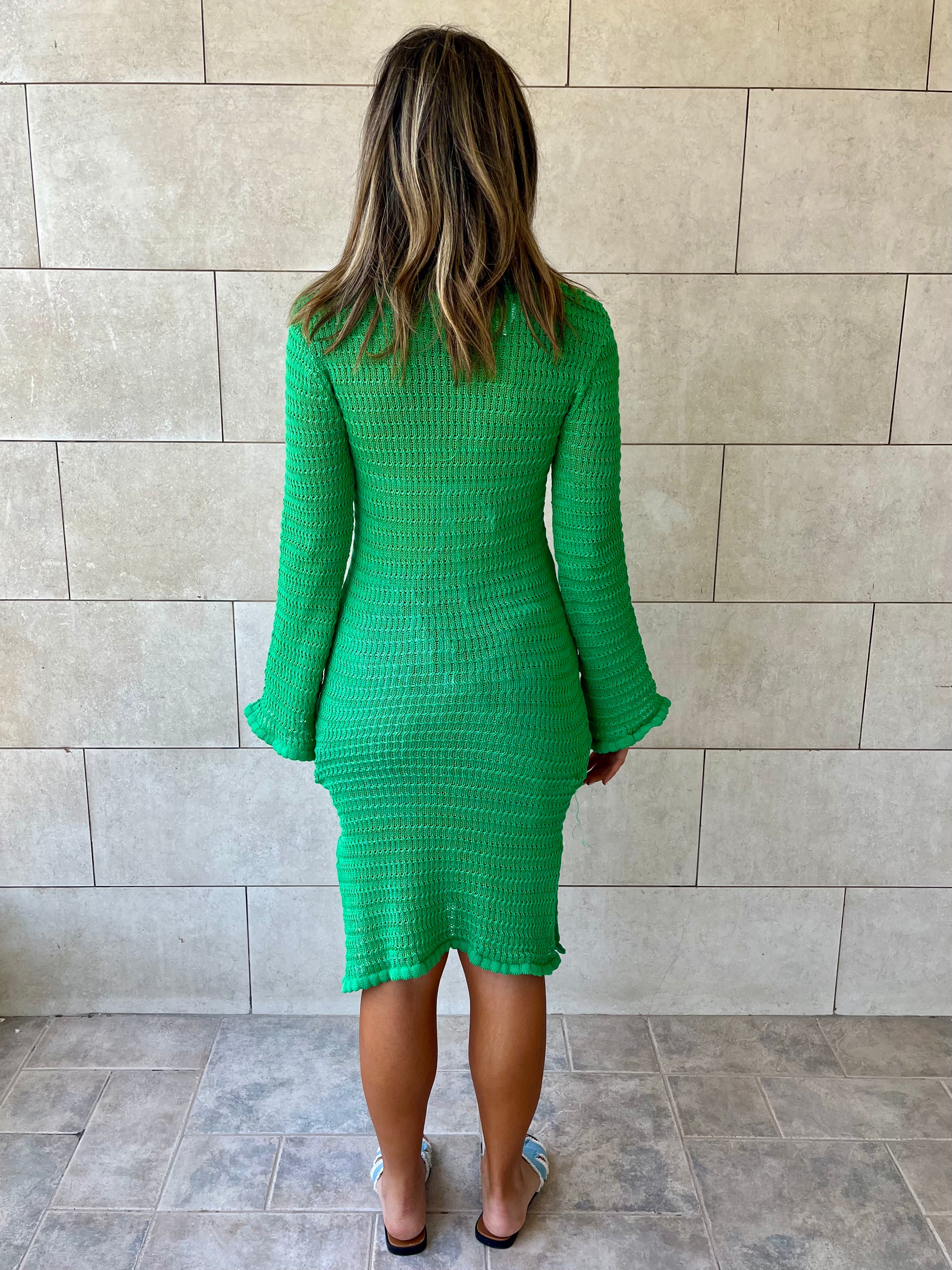 Green Keeping It Casual Crochet Dress Cover Up