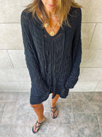 Black Warm Weather Crochet Mini Dress