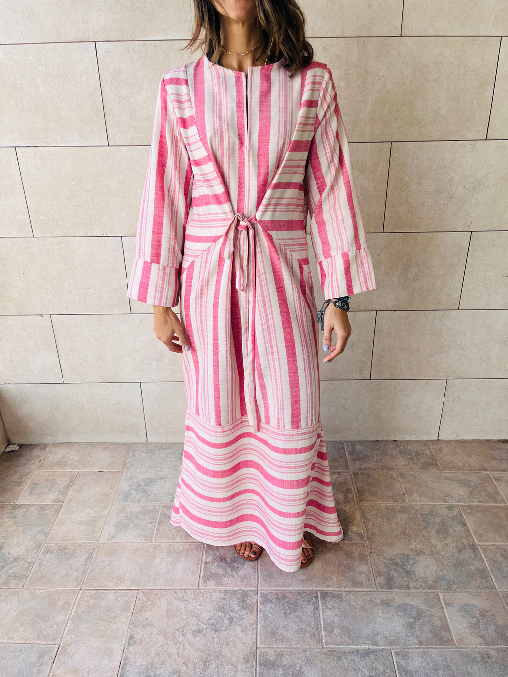 Pink Stripey Day Linen Dress