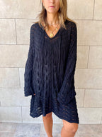 Black Warm Weather Crochet Mini Dress