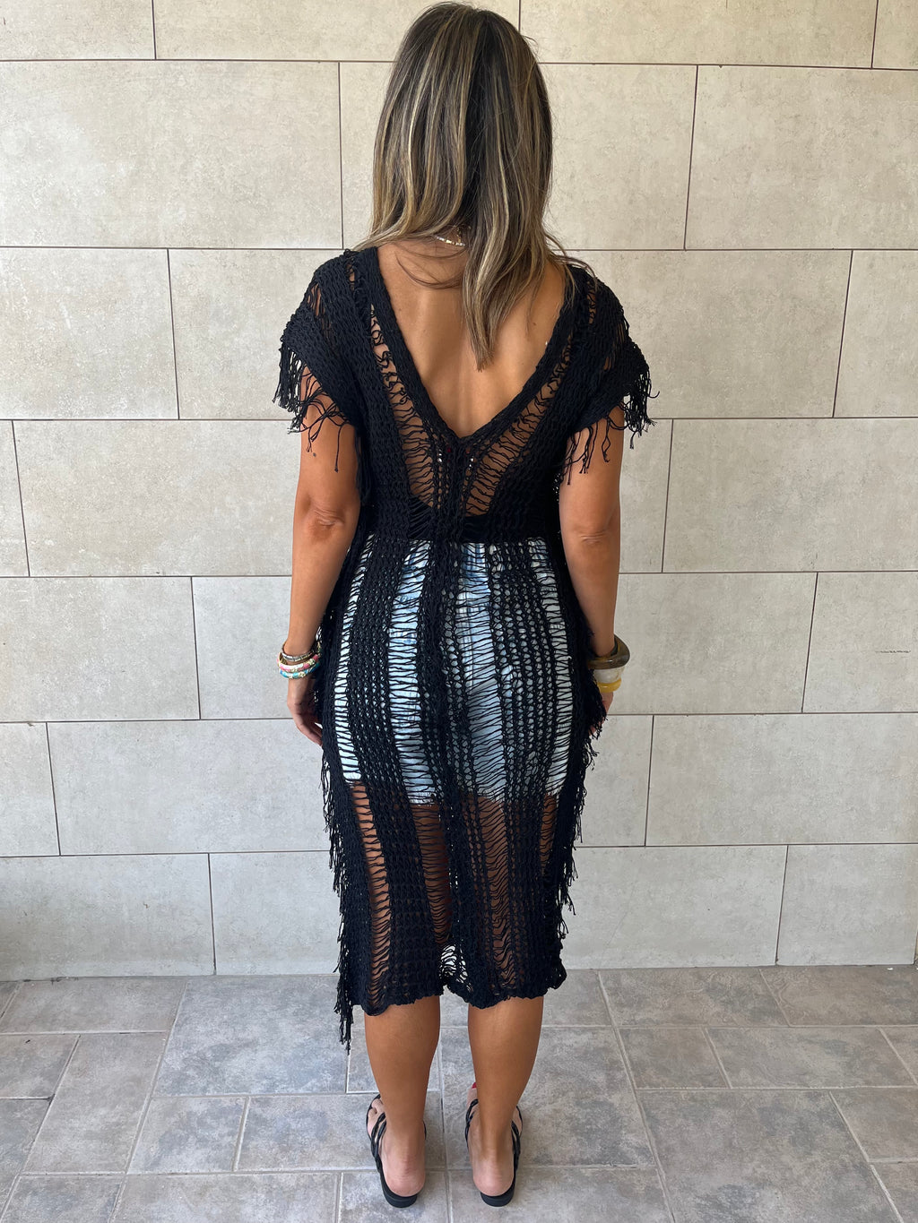 Black Sandy Breeze Crochet Cover Up