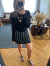 Black Plain Crochet Short Dress