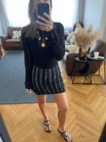 Black Plain Crochet Short Dress