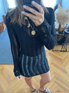 Black Plain Crochet Short Dress