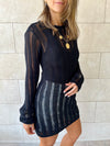 Black Plain Crochet Short Dress