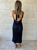 Black Crisscross Backless Crochet Dress