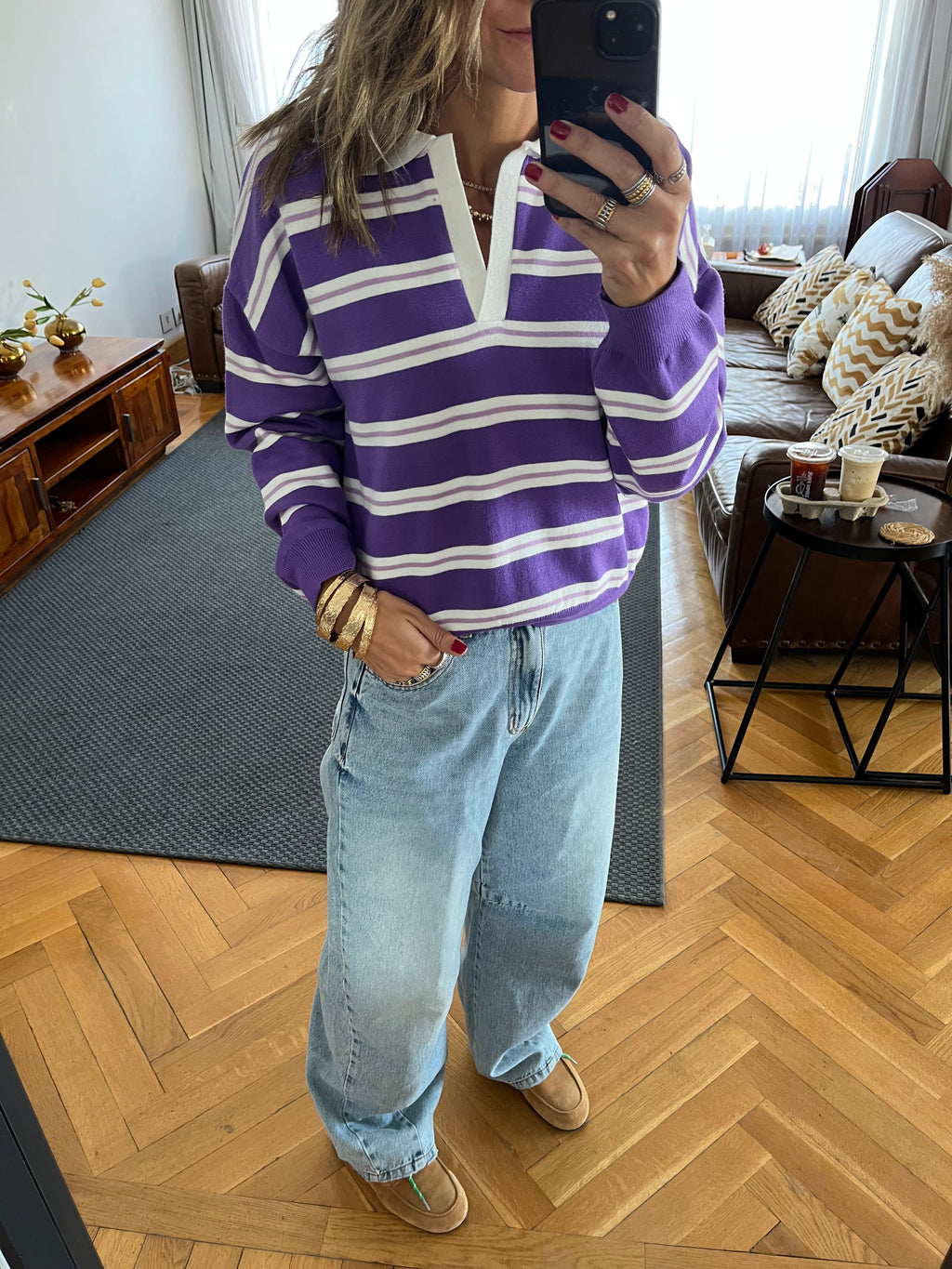 Purple Knit Rugby Shirt