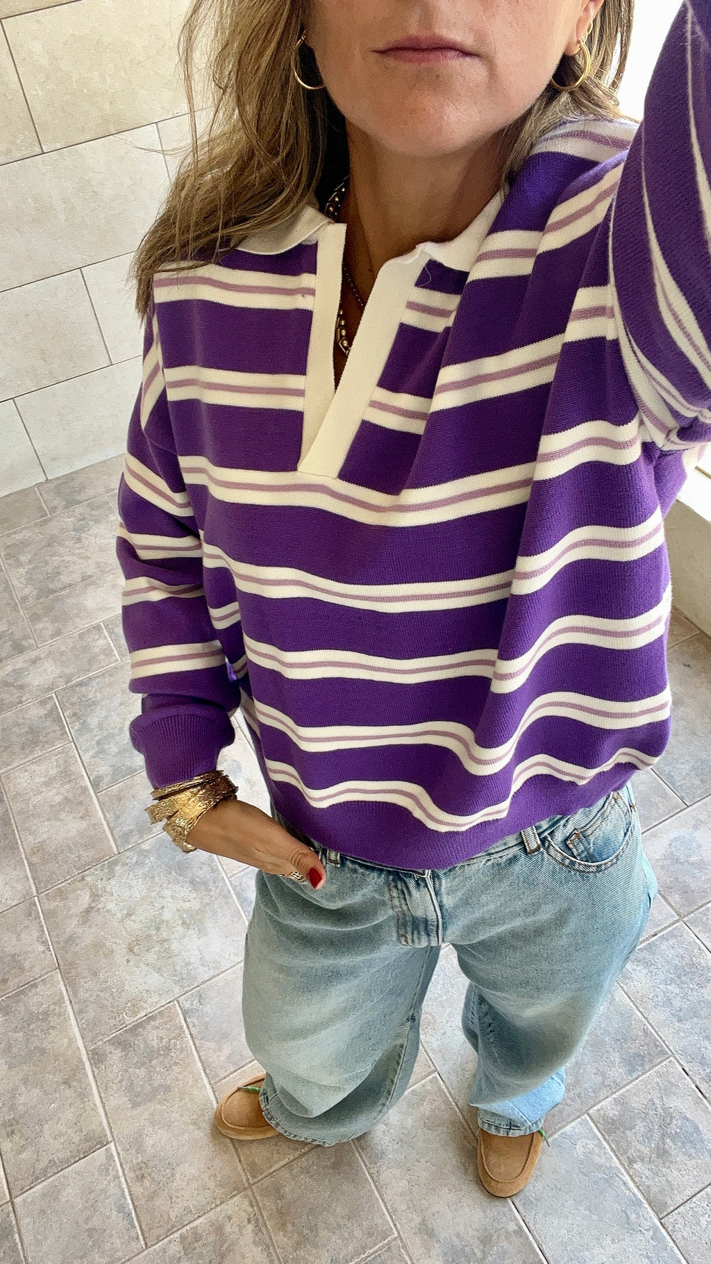 Purple Knit Rugby Shirt