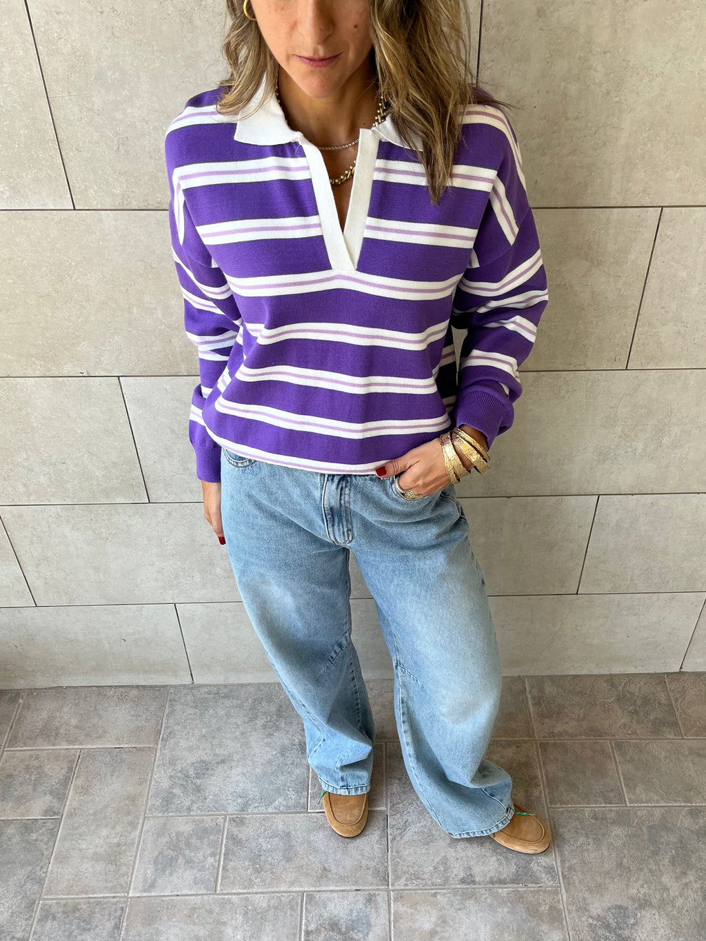 Purple Knit Rugby Shirt