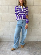 Purple Knit Rugby Shirt